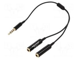 Cable | Jack 3.5mm 4pin socket x2,Jack 3,5mm 4pin plug | 0.25m