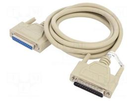 Cable | D-Sub 25pin socket,D-Sub 25pin plug | PVC | Len: 1.8m | grey