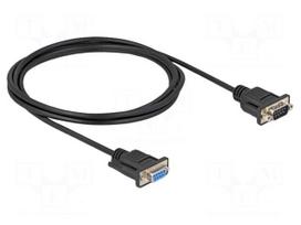 Cable | D-Sub 9pin socket,D-Sub 9pin plug | PVC | Len: 2m | black