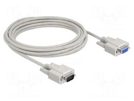 Cable | D-Sub 9pin socket,D-Sub 9pin plug | 5m | beige