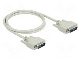 Cable | D-Sub 15pin plug,both sides | Len: 1m | beige | Øcable: 6mm