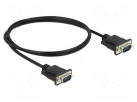 Cable | D-Sub 9pin plug,both sides | PVC | Len: 1m | black | Øcable: 5mm
