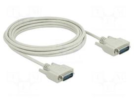 Cable | D-Sub 15pin plug,both sides | Len: 5m | beige | Øcable: 6mm
