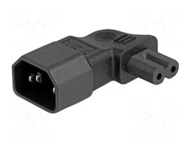 Adapter | IEC C14 male,IEC C7 female | angular | 2.5A | 250V