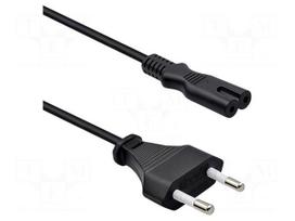 Cable | 2x0.75mm2 | CEE 7/16 (C) plug,IEC C7 female | PVC | 1m | black