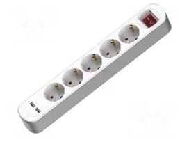 Extension lead | 3G1.5mm2 | 1.5m | PVC | white | Sockets no: 7 | 16A