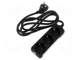 Extension lead | H05VV-F | 3G1.5mm2 | 1.5m | PVC | black | Sockets no: 3