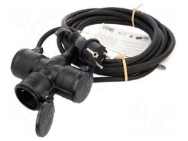 Extension lead | H05RR-F | 3G1.5mm2 | 5m | rubber | black | Sockets no: 3