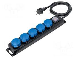 Extension lead | H07RN-F | 3G1.5mm2 | 4.5m | rubber | black | with flap