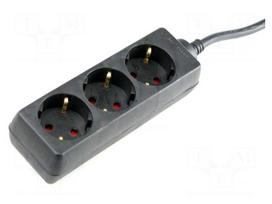 Extension lead | H05VV-F | 3G1.5mm2 | 3m | PVC | black | Sockets no: 3