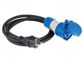 Extension lead | H07RN-F | 3G2.5mm2 | 1.5m | rubber | black | PowerLight