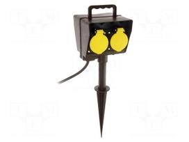 Extension lead | H07RN-F | 3G1.5mm2 | 2m | rubber | black | Sockets no: 2