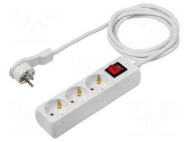 Extension lead | H05VV-F | 3G1.5mm2 | 2m | PVC | white | Sockets no: 3