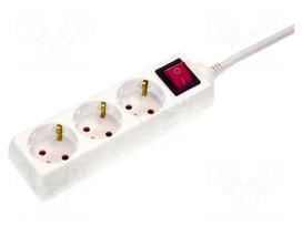Extension lead | H05VV-F | 3G1.5mm2 | 1.4m | PVC | white | Sockets no: 3