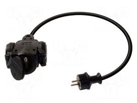 Extension lead | H07RN-F | 3G1.5mm2 | 0.3m | rubber | black | 16A