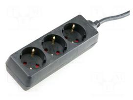 Extension lead | H05VV-F | 3G1.5mm2 | 1.4m | PVC | black | Sockets no: 3