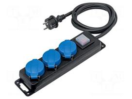 Extension lead | H07RN-F | 3G1.5mm2 | 1.5m | rubber | black | with flap