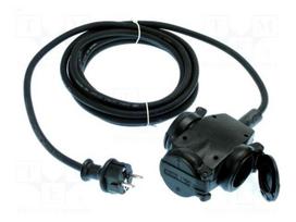 Extension lead | H07RN-F | 3G2.5mm2 | 5m | rubber | black | Sockets no: 3