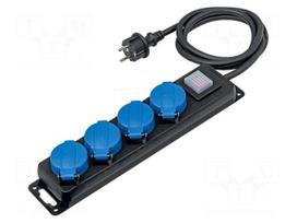 Extension lead | H07RN-F | 3G1.5mm2 | 1.5m | rubber | black | with flap