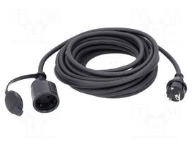 Extension lead | H05RR-F | 3G1.5mm2 | 15m | rubber | black | with flap