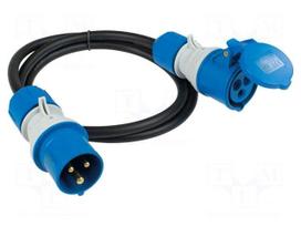 Extension lead | H07RN-F | 3G2.5mm2 | 1.5m | rubber | black | PowerLight