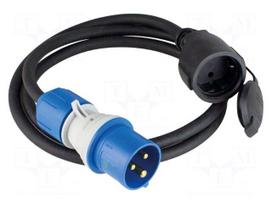 Extension lead | H07RN-F | 3G2.5mm2 | 1.5m | rubber | black | PowerLight