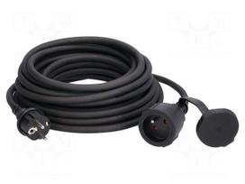 Extension lead | H07RN-F | 3G1.5mm2 | 20m | rubber | black | with flap