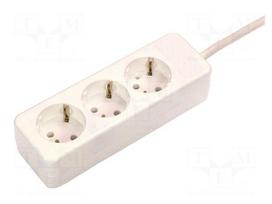 Extension lead | H05VV-F | 3G1.5mm2 | 1.4m | PVC | white | Sockets no: 3