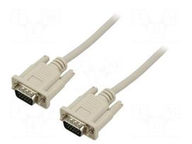 Cable | D-Sub 15pin plug,both sides | shielded,Al foil | grey | 3m