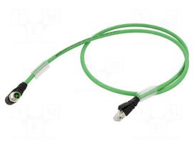 Cable: for sensors/automation | PIN: 8 | M12 male angled,RJ45 plug
