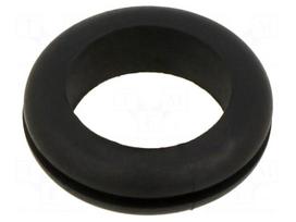 Grommet | Ømount.hole: 20mm | Øhole: 16mm | black | -40÷135°C | UL94HB