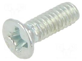 Screw | M2x6 | Head: countersunk | Phillips | PH1 | steel | zinc | DIN 965