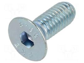 Screw | M6 | M6x16 | Head: countersunk | hex key | HEX 2.5mm | steel | zinc