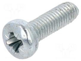 Screw | M3x10 | Head: cheese head | Pozidriv | PZ1 | steel | zinc