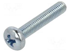 Screw | M3x16 | Head: button | Phillips | PH1 | steel | zinc | DIN 7985