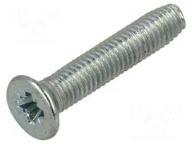 Screw | M3x16 | Head: countersunk | Pozidriv | PZ1 | steel | zinc