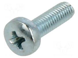 Screw | M3x10 | Head: button | Phillips | PH1 | steel | zinc | DIN 7985