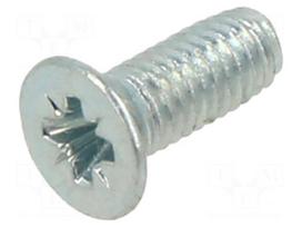 Screw | M3x8 | Head: countersunk | Pozidriv | PZ1 | steel | zinc