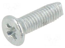 Screw | M3x10 | Head: countersunk | Pozidriv | PZ1 | steel | zinc