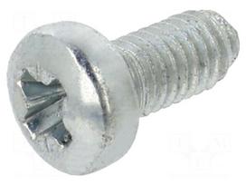 Screw | M3 | M3x6 | Head: cheese head | Pozidriv | PZ1 | steel | zinc
