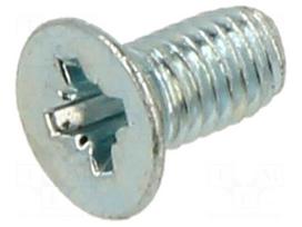 Screw | M3x6 | Head: countersunk | Pozidriv | PZ1 | steel | zinc