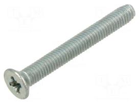 Screw | M3x25 | Head: countersunk | Pozidriv | PZ1 | steel | zinc