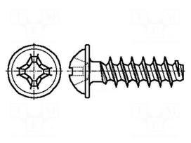 Screw | for plastic | 3x16 | Head: button | Phillips | PH2 | steel | zinc