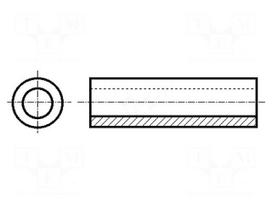 Spacer sleeve | 25.4mm | cylindrical | aluminium | Out.diam: 4.24mm