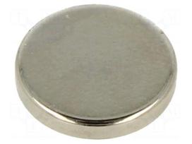Magnet: permanent | NdFeB | 13N | Ø: 12mm | H: 2mm | Plating: nickel | disk