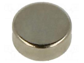 Magnet: permanent | NdFeB | 5N | Ø: 5mm | H: 2mm | Plating: nickel | disk