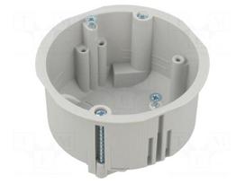 Enclosure: junction box | Ø: 72mm | plaster embedded | grey | -25÷60°C