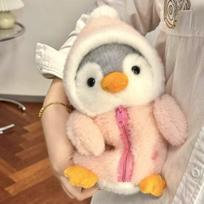 Krosdresingo pingvino pliušinis žaislas su kepure pingvino lėlė miela miela ir smagi gali būti nuimama su užtrauktuku maža pingvino lėlė 25cm rožinė