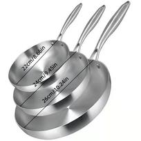 ZISIZ 3-Piece Stainless Steel Frying Pan Set