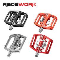 RACEWORK M215 pedalai dviračio kojų atramai MTB mišrūs pedalai klipsiniai kalnų dviračio kojų atrama dvigubos funkcijos Spd aliuminio M215 Black